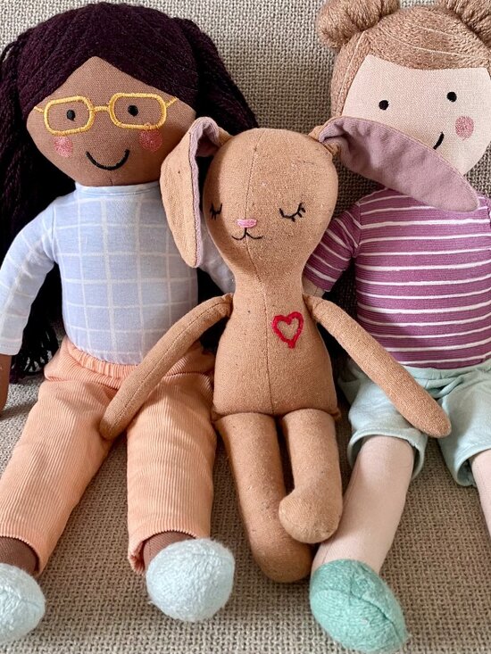 Hand Crafted Other - Adorable Cloth Dolls & Handmade Bunny Plush Doll Set, Waldorf Style, Lot of 3